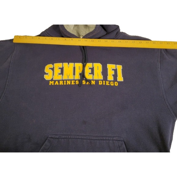 Marines San‎ Diego Semper Fi Blue Hoodie Sweatshirt Size Large - Picture 6 of 8